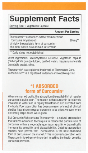 Natural Factors CurcuminRich Theracurmin, 60 капсул