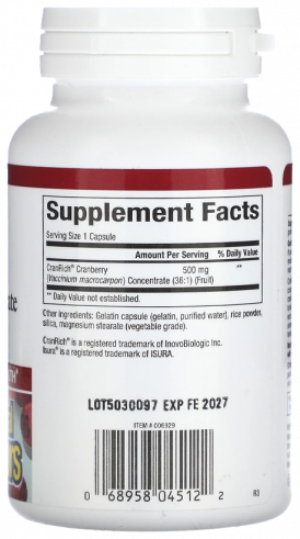 Natural Factors Super strength cranberry concentrate, Суперсильный клюквенный концентрат, 90 капсул