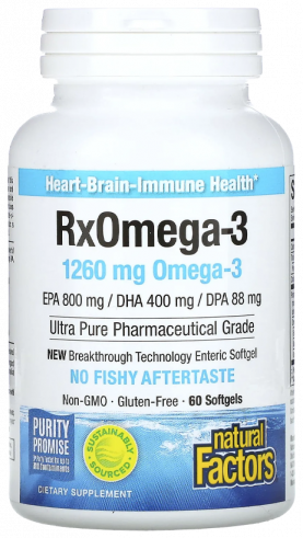 Natural Factors RxOmega-3 600 mg EPA/DHA, 60 капсул