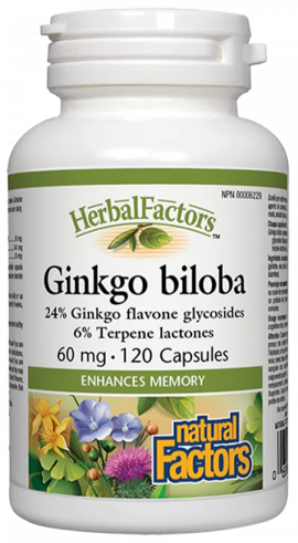 Natural Factors Ginkgo Biloba, Гингко Билоба, 120 капсул