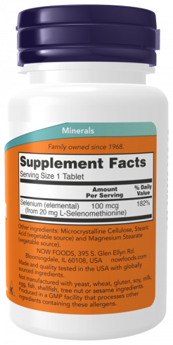 NOW Selenium 100 mcg, 100 таблеток