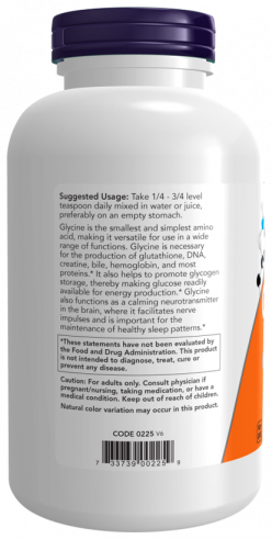 NOW Глицин, 454 грамма