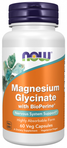 NOW Magnesium Glycinate with BioPerine, 60 капсул